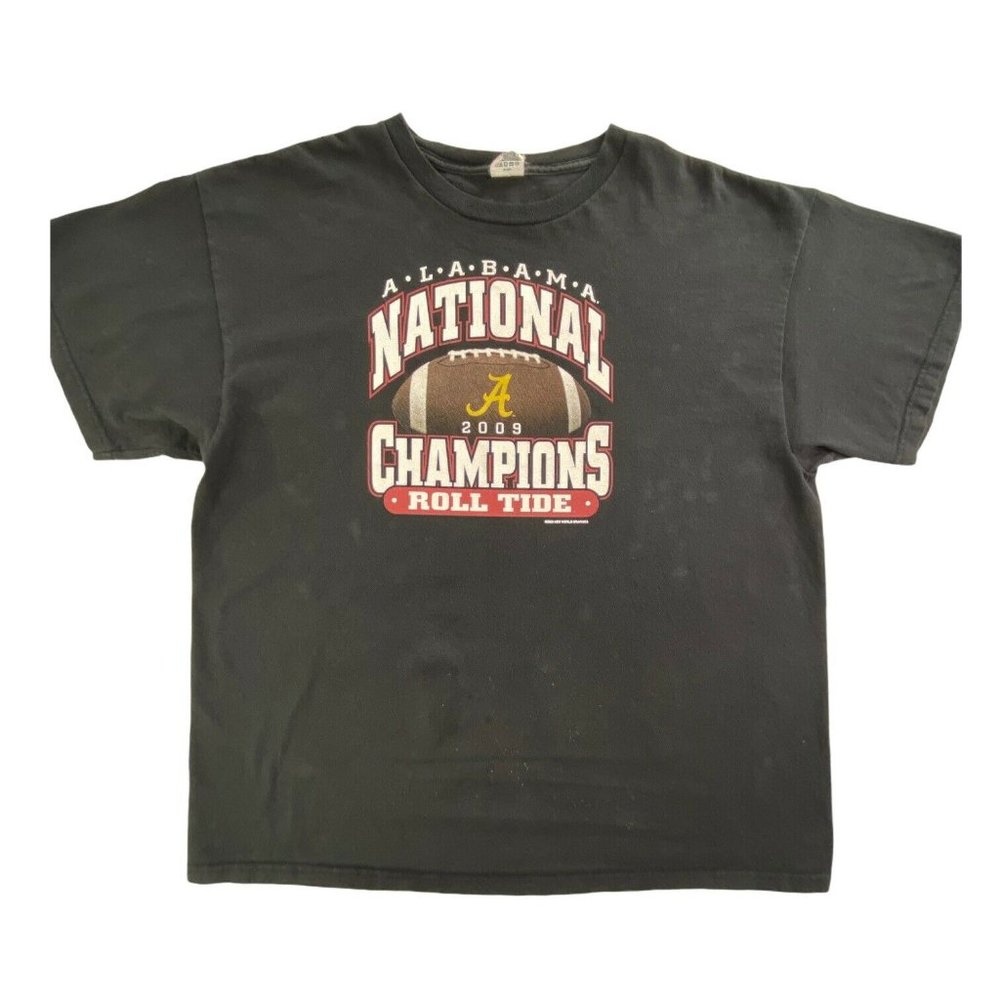 Alabama Crimson Roll Tide 2009 National Football Champions T-Shirt Mens L Black